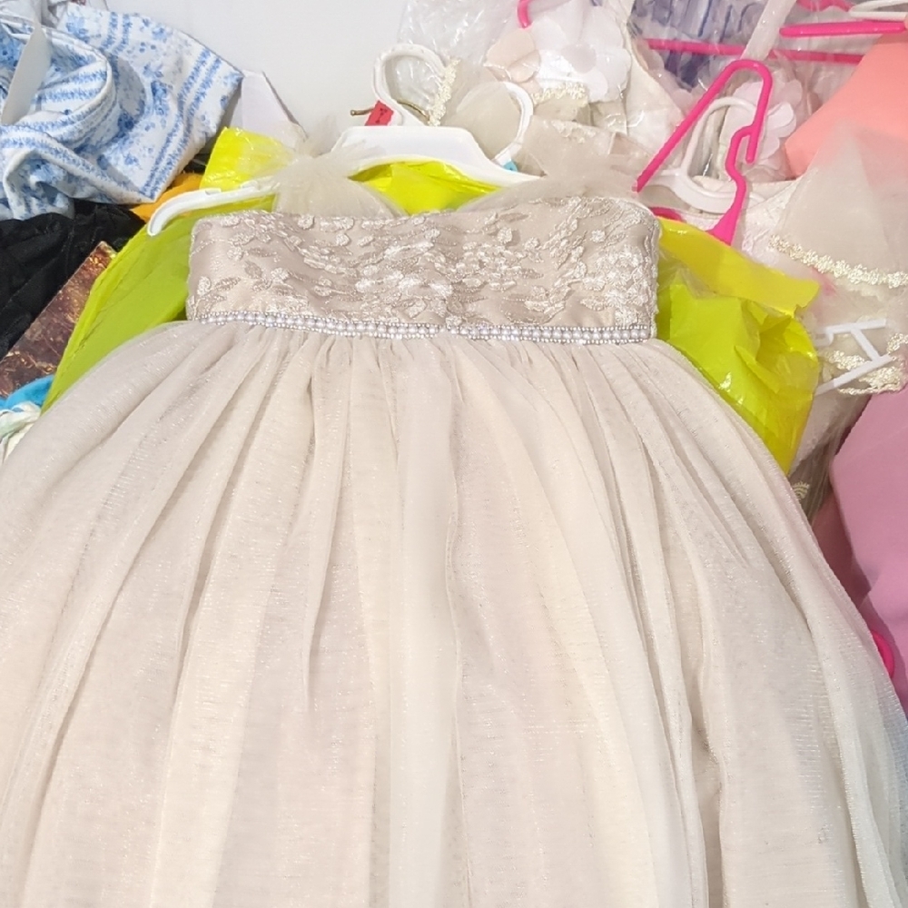 Bonnie Jean Cream and Silver Formal Kids Dress